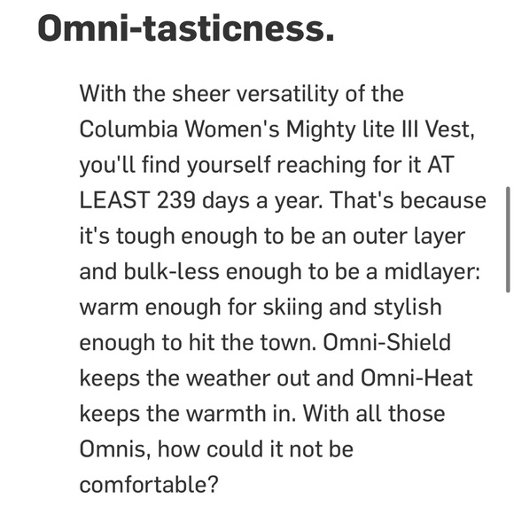 EUC COLUMBIA Mighty Lite III Vest - Picture 3 of 3